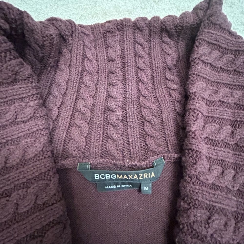 BCBGMAXAZRIA maroon burgundy knit sweater Sz M - Picture 3 of 7